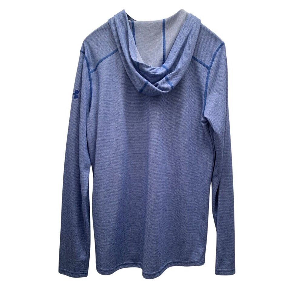 Under Armour Women Hoodie Sz M Blue Striped Lightwt Athleisure Heat Gear 1/4-Zip